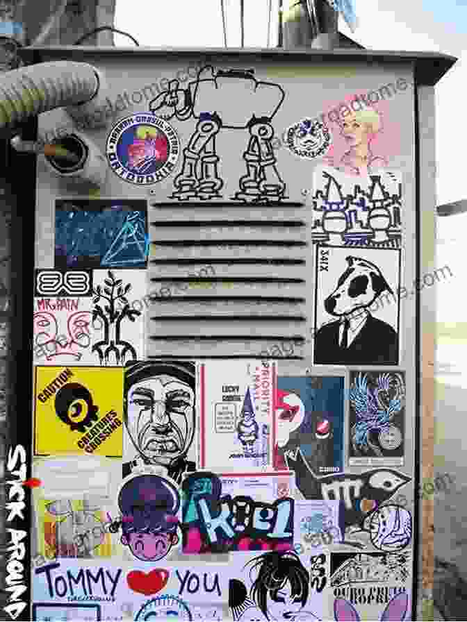 A Collection Of Street Art Stickers Covering A Wall, Showcasing The Impact Of Sticker Art On Urban Environments. UNSMASHED: A Street Art Sticker Field Guide: 1 229 Sticker Designs By 1000 Artists From More Than 60 Countries