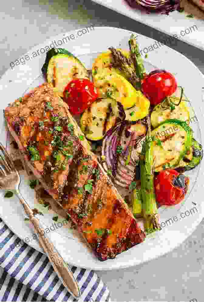 A Photo Of A Plate Of Grilled Fish With Roasted Vegetables. Plant Based Cookbook With 30 Minute For Everyone: Easy Recipes With No Salt Oil Or Refined Sugar