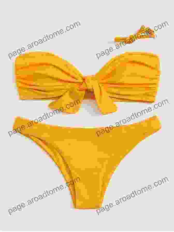 Model Wearing A Vibrant Yellow Bikini With Ruched Detailing And High Waisted Bottoms. Luli Fama Swim 2024 Lookbook Volume 17