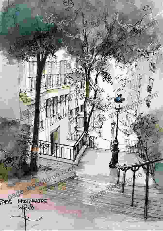 Sketch Of A Street Scene In Montmartre, Paris Russia France Urban Sketching Artbook: Evgeny Bondarenko Art (Evgeny Bondarenko Urban Sketch Artbook 1)