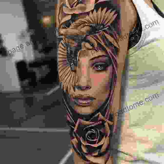 Vibrant Tattoo Of A Woman's Face On A Man's Arm Skin Art Magazine Issue 178